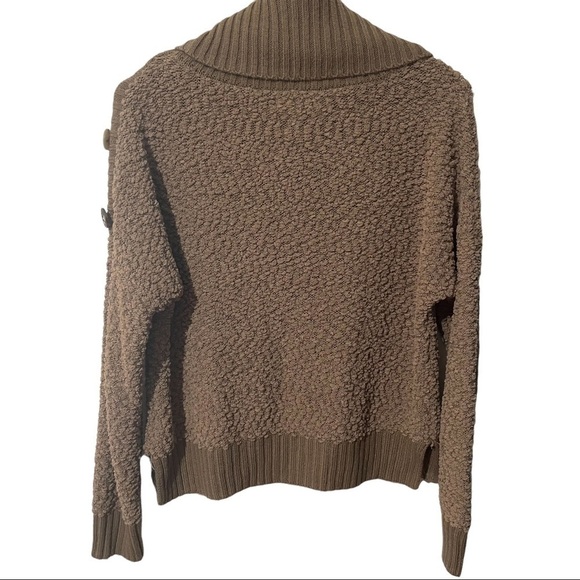 FULL Circle Trends Light Brown Teddy Bear Sweater w/Cowl Neck & Button Detail - Picture 3 of 5